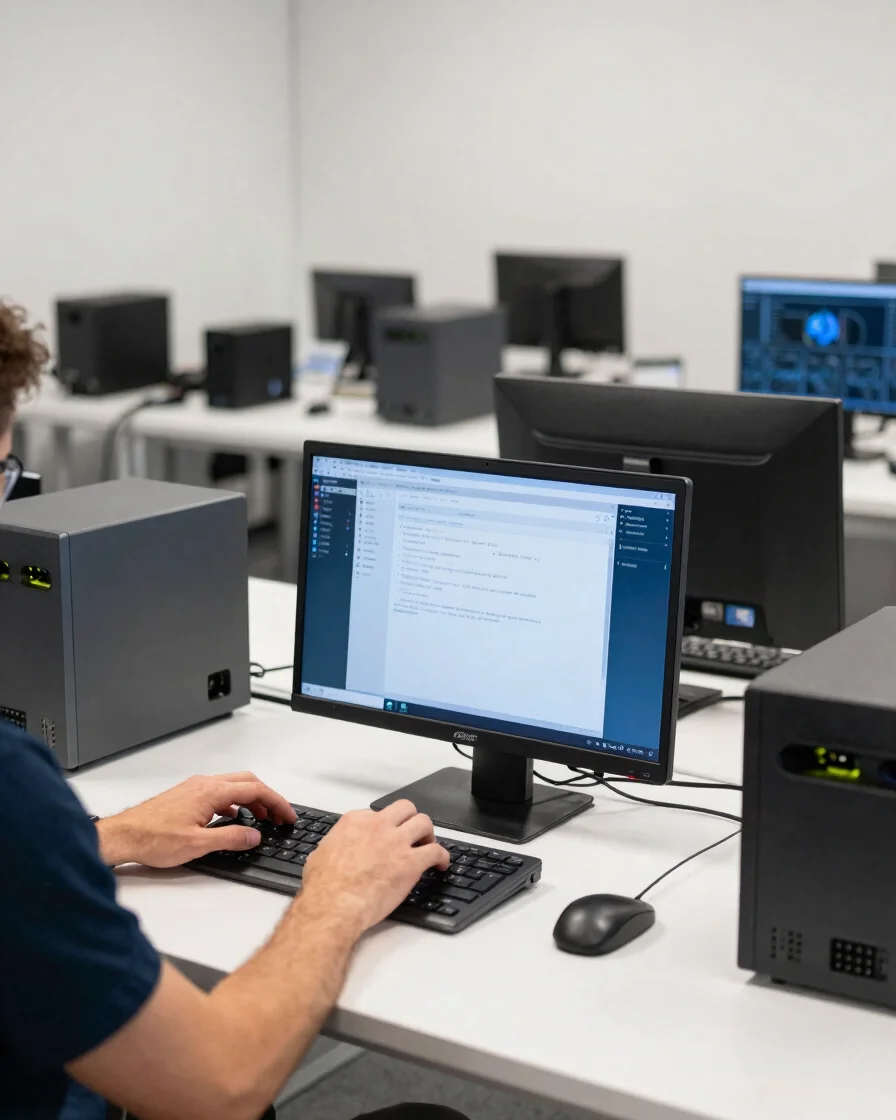 Wide atelier de réparation informatique contemporain en Suisse, l